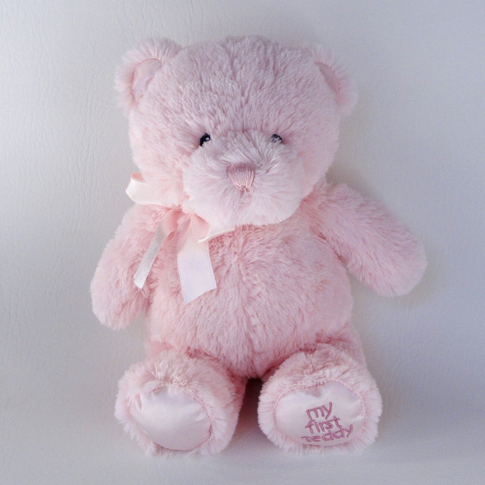 Baby Gund My First Teddy Pink Bear Plush 10 Inch Stuffed Animal Bow Soft 6048599